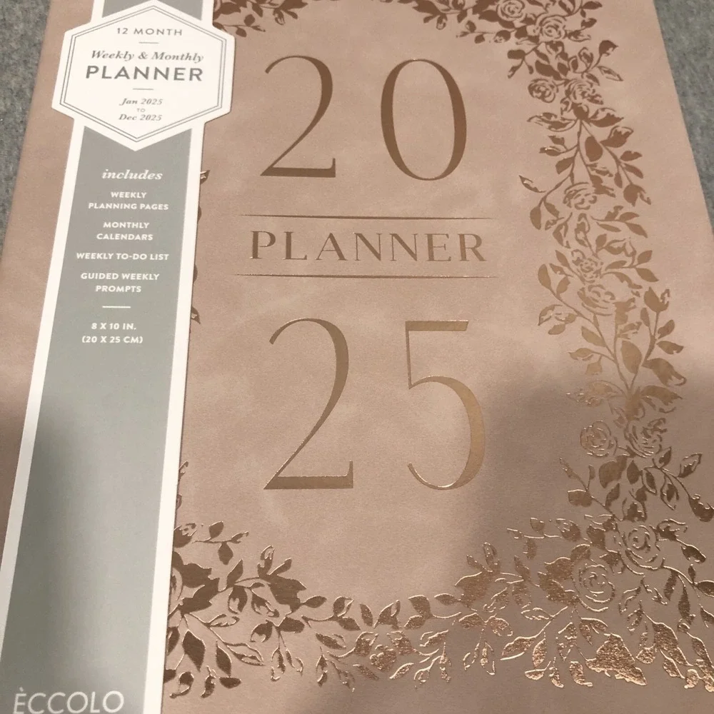 Eccolo 12 Month 2025 Large Planner Weekly Monthly Pink NEW